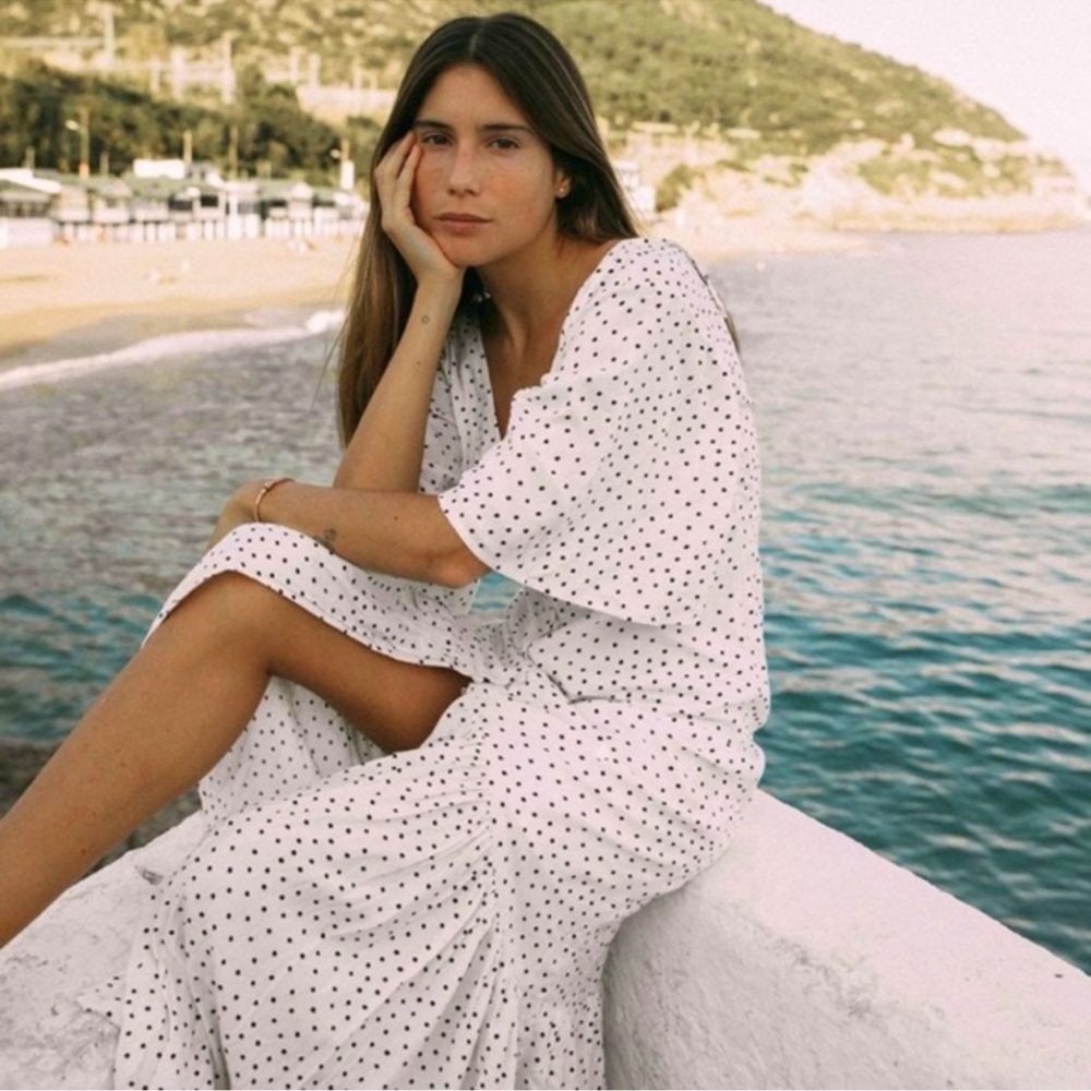 Billabong White Polka Dot Midi Dress